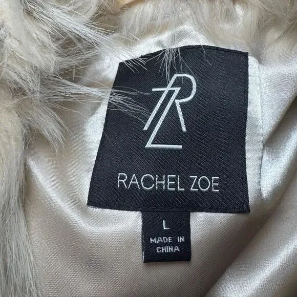 Rachel Zoe Women’s Faux Fur Vest Ivory Cream Sleeveless hook closure Size L - Picture 6 of 8